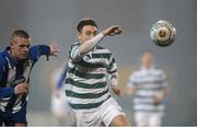 11 February 2013; Mark Quigley, Shamrock Rovers, in action against Aaron Canning, Coleraine. Setanta Sports Cup, Preliminary Round, First Leg, Shamrock Rovers v Coleraine, Tallaght Stadium, Tallaght, Co. Dublin. Picture credit: David Maher / SPORTSFILE