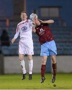 11 February 2013; Gary Twigg, Portadown, in action against Alan Byrne, Drogheda United. Setanta Sports Cup, Preliminary Round, First Leg, Drogheda United v Portadown, Hunky Dory Park, Drogheda, Co. Louth. Photo by Sportsfile