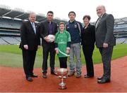 12 February 2013; At the announcement that all proceeds from the 2013 M. Donnelly Interprovincial Football Final to be held on Sunday 24th February will go directly to Our Lady's Children's Hospital, Crumlin, are, from left, Uachtarán Chumann Lúthchleas Gael Liam Ó Néill, Dublin footballer Bernard Brogan, 11 year old Rachel Reilly, from Edenderry, Co. Offaly, Wexford footballer Ciarán Lyng, Geraline Regan, Deputy CE/Director of Nursing, Our Lady's Children's Hospital, Crumlin, and sponsor Martin Donnelly. Croke Park, Dublin. Photo by Sportsfile