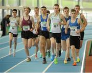 10 February 2013; A general view of competitors in action during the Junior Mens 1500m event. Woodie’s DIY AAI Junior & Under 23 Indoor Championships 2013, Athlone Institute of Technology Arena, Athlone, Co. Westmeath. Picture credit: Tomas Greally / SPORTSFILE