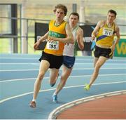 10 February 2013; Damien Landers, St. John's  A.C., Co. Clare, on his way to winning the Mens Under 23 1500m event. Woodie’s DIY AAI Junior & Under 23 Indoor Championships 2013, Athlone Institute of Technology Arena, Athlone, Co. Westmeath. Picture credit: Tomas Greally / SPORTSFILE