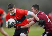 13 February 2013; Gavin O'Grady, UCC, in action against Conor O'Hara, St Mary's, Belfast. Irish Daily Mail Sigerson Cup Quarter-Final, UCC v St Mary's, Belfast, Ballykelly GAA club, Monasterevin, Co. Kildare. Picture credit: Matt Browne / SPORTSFILE