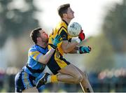 14 February 2013; Michael McCarthy, DCU, in action against David Drake, UCD. Irish Daily Mail Sigerson Cup, Quarter-Final, DCU v UCD, St. Clare's, DCU Sportsgrounds, Ballymun, Dublin. Picture credit: Brian Lawless / SPORTSFILE