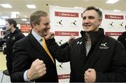 15 February 2013; An Taoiseach Enda Kenny T.D and Team Ireland boxing head coach Billy Walsh in attendance at an announcement between Elverys Sports and Coaching Ireland. Elverys Sports, Dundrum Town Centre, Dublin. Picture credit: David Maher / SPORTSFILE