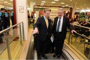 15 February 2013; An Taoiseach Enda Kenny T.D with Martin Moran, General Manager of Elverys Sports, on their arrival at an announcement between Elverys Sports and Coaching Ireland. Elverys Sports, Dundrum Town Centre, Dublin. Picture credit: David Maher / SPORTSFILE