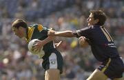 16 April 2003; Stephen Prendergast, Ireland, is tackled by Australia's Ryan Griffen. U-17 International Rules Series, 2nd Test, Ireland v Australia, Croke Park, Dublin. Picture credit; Pat Murphy / SPORTSFILE *EDI*