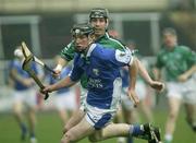 21 April 2003; Lar Mahon, Laois, in action against Limerick's Mark Keane. Allianz National Hurling League, Division 1, Laois v Limerick, O'Moore Park, Portlaoise, Co Laois. Picture credit; Damien Eagers / SPORTSFILE *EDI*