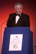 27 April 2003; FAi President Milo Corcoran speaking at the eircom / Football Association of Ireland Awards at the Citywest Hotel, Dublin. Soccer. Picture credit; Brendan Moran / SPORTSFILE *EDI*