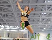 16 February 2013; Lorraine O'Shea, Kilkenny City Harriers A.C., competes in the women's long jump event. Woodie’s DIY AAI Senior Indoor Championships, Athlone Institute of Technology International Arena, Athlone, Co. Westmeath. Picture credit: Stephen McCarthy / SPORTSFILE