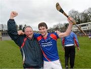 16 February 2013; Sean Skehill, St Thomas and Jimmy Kelly, Team selector, celebrate after the game. AIB GAA Hurling All-Ireland Senior Club Championship, Replay, St Thomas v Loughgiel Shamrocks, St. Tiernach's Park, Clones, Co. Monaghan. Picture credit: Oliver McVeigh / SPORTSFILE