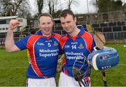 16 February 2013; Enda Tannion and Richard Murray, St Thomas's, celebrate after the game. AIB GAA Hurling All-Ireland Senior Club Championship, Replay, St Thomas v Loughgiel Shamrocks, St. Tiernach's Park, Clones, Co. Monaghan. Picture credit: Oliver McVeigh / SPORTSFILE