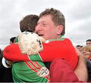 16 February 2013; Darragh Donnelly, left, and Shane Curran, right, St Brigid’s, celebrate victory after the game. AIB GAA Football All-Ireland Senior Club Championship, Semi-Final, St Brigid’s, Roscommon v Crossmaglen Rangers, Armagh, Cusack Park, Mullingar, Co. Westmeath. Picture credit: Barry Cregg / SPORTSFILE