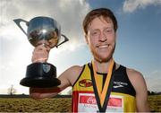 17 February 2013; Brendan Gregg, USA, with the cup after winning the Men's Senior International 6,000m at the Rás na hÉireann 2013. Battle of the Boyne Site, Oldbridge Estate, Co. Meath. Photo by Sportsfile