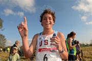 17 February 2013; Mary Kate Champagne, USA, after winning the Women's Senior International 4,000m at the Rás na hÉireann 2013. Battle of the Boyne Site, Oldbridge Estate, Co. Meath. Photo by Sportsfile