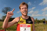 17 February 2013; Brendan Gregg, USA, after winning the Men's Senior International 6,000m at the Rás na hÉireann 2013. Battle of the Boyne Site, Oldbridge Estate, Co. Meath. Photo by Sportsfile