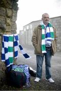 17 February 2013; Merchandise seller, Pete Byrne, from Dublin, before the game between Leinster and Connacht. M. Donnelly GAA Football Interprovincial Championship, Semi-Final, Leinster v Connacht, Glennon Brothers Pearse Park, Longford. Picture credit: David Maher / SPORTSFILE