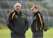 17 February 2013; Joe Kernan, Ulster manager and Seamus McEnaney, Ulster assistant manager. M. Donnelly GAA Football Interprovincial Championship, Semi-Final, Ulster v Munster, Athletic Grounds, Armagh. Picture credit: Oliver McVeigh / SPORTSFILE