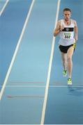 17 February 2013; John Travers, Donore Harriers A.C., Dublin, on his way to winning the senior mens 3000m. Woodie’s DIY AAI Senior Indoor Championships, Athlone Institute of Technology International Arena, Athlone, Co. Westmeath. Picture credit: Tomas Greally / SPORTSFILE