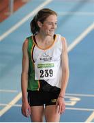 17 February 2013; Fionnuala Britton, Kilcoole A.C., Co. Wicklow, after winning the women's 1500m event. Woodie’s DIY AAI Senior Indoor Championships, Athlone Institute of Technology International Arena, Athlone, Co. Westmeath. Picture credit: Tomas Greally / SPORTSFILE