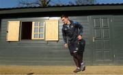 18 February 2013; Leinster's Eoin O'Malley arrives for squad training ahead of their side's Celtic League match against Scarlets on Saturday. Leinster Rugby Squad Training and Media Briefing, Rosemount, UCD, Belfield, Dublin. Photo by Sportsfile