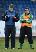 17 February 2013; Leinster manager Pat Gilroy, left, with Ciaran McManus. M. Donnelly GAA Football Interprovincial Championship, Semi-Final, Leinster v Connacht, Glennon Brothers Pearse Park, Longford. Picture credit: David Maher / SPORTSFILE