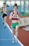 17 February 2013; Linda Conroy, Mullingar Harriers A.C., in action during the women's 1500m event. Woodie’s DIY AAI Senior Indoor Championships, Athlone Institute of Technology International Arena, Athlone, Co. Westmeath. Picture credit: Stephen McCarthy / SPORTSFILE