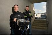 19 February 2013; In attendance at the launch of the Allianz Hurling Leagues 2013 are Cork's Anthony Nash, left, and Galway's Iarla Tannian. Croke Park, Dublin. Picture credit: Brian Lawless / SPORTSFILE