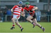 19 February 2013; Nicholas Kelly, CIT, in action against William Egan, UCC. Irish Daily Mail Fitzgibbon Cup Quarter-Final, University College Cork v Cork Institute of Technology, Mardyke, Cork. Picture credit: Diarmuid Greene / SPORTSFILE