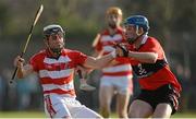 19 February 2013; David Drake, CIT, in action against David Glynn, UCC. Irish Daily Mail Fitzgibbon Cup Quarter-Final, University College Cork v Cork Institute of Technology, Mardyke, Cork. Picture credit: Diarmuid Greene / SPORTSFILE