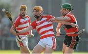 19 February 2013; Daire Lordan, CIT, in action against William Egan, UCC. Irish Daily Mail Fitzgibbon Cup Quarter-Final, University College Cork v Cork Institute of Technology, Mardyke, Cork. Picture credit: Diarmuid Greene / SPORTSFILE
