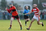 19 February 2013; Cormac O Murchu, UCC, in action against Stephen Daniels, CIT. Irish Daily Mail Fitzgibbon Cup Quarter-Final, University College Cork v Cork Institute of Technology, Mardyke, Cork. Picture credit: Diarmuid Greene / SPORTSFILE