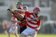 19 February 2013; Lorcan McLoughlin, CIT, in action against Brian O'Sullivan, UCC. Irish Daily Mail Fitzgibbon Cup Quarter-Final, University College Cork v Cork Institute of Technology, Mardyke, Cork. Picture credit: Diarmuid Greene / SPORTSFILE