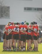 19 February 2013; The UCC team gather together in a huddle before the game. Irish Daily Mail Fitzgibbon Cup Quarter-Final, University College Cork v Cork Institute of Technology, Mardyke, Cork. Picture credit: Diarmuid Greene / SPORTSFILE