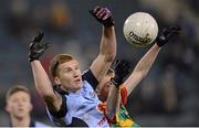 19 February 2013; Ciaran Kilkenny, Dublin, in action against Lorcan O'Gorman, Carlow. Cadbury Leinster GAA Football U21 Championship 2013, Dublin v Carlow, Parnell Park, Donnycarney, Dublin. Picture credit: Matt Browne / SPORTSFILE