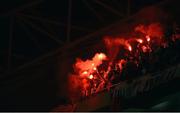 6 February 2013; Poland supporters with flares during the game. International Friendly, Republic of Ireland v Poland, Aviva Stadium, Lansdowne Road, Dublin. Picture credit: Brian Lawless / SPORTSFILE
