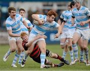 20 February 2013; Steve Lawton, Blackrock College, is tackled by Sam Pim, Kilkenny College. Powerade Leinster Schools Senior Cup Quarter-Final, Blackrock College v Kilkenny College, Donnybrook Stadium, Donnybrook, Dublin. Picture credit: Brian Lawless / SPORTSFILE