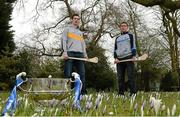 21 February 2013; At the Belfast launch of the Allianz Hurling Leagues 2013 are Neil McManus, Antrim, left, and Conal Keaney, Dublin. Malone House, Barnett Demesne, Belfast, Co. Antrim. Picture credit: Oliver McVeigh / SPORTSFILE