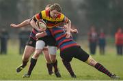 21 February 2013; Robbie Bourke, Ardscoil Ris, is tackled by Tom O'Dwyer, St. Munchin's. Munster Schools Senior Cup Quarter-Final, Ardscoil Ris v St. Munchin's, Annacotty, Limerick. Picture credit: Diarmuid Greene / SPORTSFILE