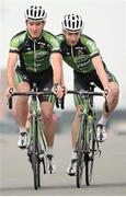 19 February 2013; Ronan McLaughlin, left, and Sean Downey at the launch of the 2013 An Post Chain Reaction Sean Kelly team. Shamrock Hotel, Tielt, Belgium. Picture credit: Stephen McCarthy / SPORTSFILE
