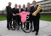 21 February 2013; Pictured at Wood Quay Venue, Dublin, at the announcement of the 2014 Giro d'Italia 'Grande Partenza', the Big Start, which will take place in Belfast & Dublin next May 10th-12th, 2014, are, from left, Michele Acquarone, RCS Sport Managing Director, Minister of State with Responsibility for Tourism and Sport Michael Ring T.D., Stephen Roche, and Lord Mayor of Dublin Naoise Ó Muirí. Dublin City Council, Wood Quay Venue, Civic Offices, Dublin. Picture credit: Brian Lawless / SPORTSFILE