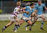22 February 2013; Cian Kelleher, St. Michael's College, is tackled by Philip Maher, Clongowes Wood College SJ. Powerade Leinster Schools Senior Cup Quarter-Final, Clongowes Wood College SJ v St. Michael's College, Donnybrook Stadium, Donnybrook, Dublin. Photo by Sportsfile