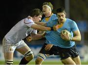 22 February 2013; Shane Grannell, UCD, is tackled by Colin McDonnell, Trinity College. Annual Colours Match, UCD v Trinity College, UCD Bowl, Belfield, Dublin. Photo by Sportsfile