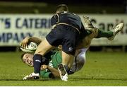 22 February 2013; Ryan Murphy, Ireland, is tackled by Rhuairidh Young, Scotland. U20 Six Nations Rugby Championship, Scotland v Ireland, Galashiels RFC, Netherdale, Scotland. Picture credit: Alan Harvey / SPORTSFILE