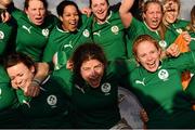 23 February 2013; Ireland players celebrate their side's victory. Women's Six Nations Rugby Championship, Scotland v Ireland, Lasswade RFC, Midlothian, Scotland. Picture credit: Stephen McCarthy / SPORTSFILE