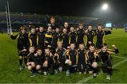 23 February 2013; Malahide under-12 team with Leinster players Tom Denton and Richardt Strauss. Celtic League 2012/13, Round 16, Leinster v Scarlets, RDS, Ballsbridge, Dublin. Picture credit: Matt Browne / SPORTSFILE