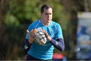 25 February 2013; Leinster's Devin Toner in action during squad training ahead of their Celtic League 2012/13 game against Newport Gwent Dragons on Friday. Leinster Rugby Squad Training and Media Briefing, UCD, Belfield, Dublin. Picture credit: Barry Cregg / SPORTSFILE