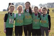 24 February 2013; Pictured are, from left to right, Ruth Courtney, Maeve O'Connor, Fiona Doyle, Caitlin Whearty and Abigail Lynch, from Kerry, who came 2nd in the Girl's Under 12's 4 x 500m relay at the 2013 Woodie’s DIY AAI Inter Club Cross Country Championships & Juvenile Inter County Cross Country Relay Championships. Charleville Estate, Tullamore, Co. Offaly. Photo by Sportsfile