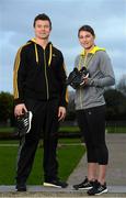 26 February 2013; Ireland’s most famous sporting duo; Katie Taylor and Brian O’Driscoll, teamed up today to launch the revolutionary new adidas BOOST footwear. BOOST will be available in Life Style Sports stores from February 27th and is a pioneering cushioning innovation that provides the highest energy return in the running industry. Energy Boost also features innovative adidas Techfit technology for optimal comfort and engineered powerbands to stabilise the foot in motion. At the launch at Dublin’s Radisson Blu Hotel, Stillorgan, are Brian O’Driscoll and Katie Taylor. Picture credit: Stephen McCarthy / SPORTSFILE