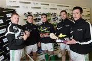 26 February 2013; In attendance at the launch of the new website www.gaelicboots.com, by the GAA and the GPA, are players, from left to right, Ciaran Kilkenny, Dublin, Lee Chin, Wexford, Patrick McBrearty, Donegal, Padraic Maher, Tipperary, and Cillian O'Connor, Mayo. Croke Park, Dublin. Picture credit: David Maher / SPORTSFILE