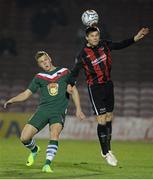 26 February 2013; Craig McClean, Crusaders, in action against Ian Turner, Cork City. Setanta Sports Cup, Quarter-Final, 1st Leg, Cork City v Crusaders, Turner's Cross, Cork. Picture credit: Diarmuid Greene / SPORTSFILE